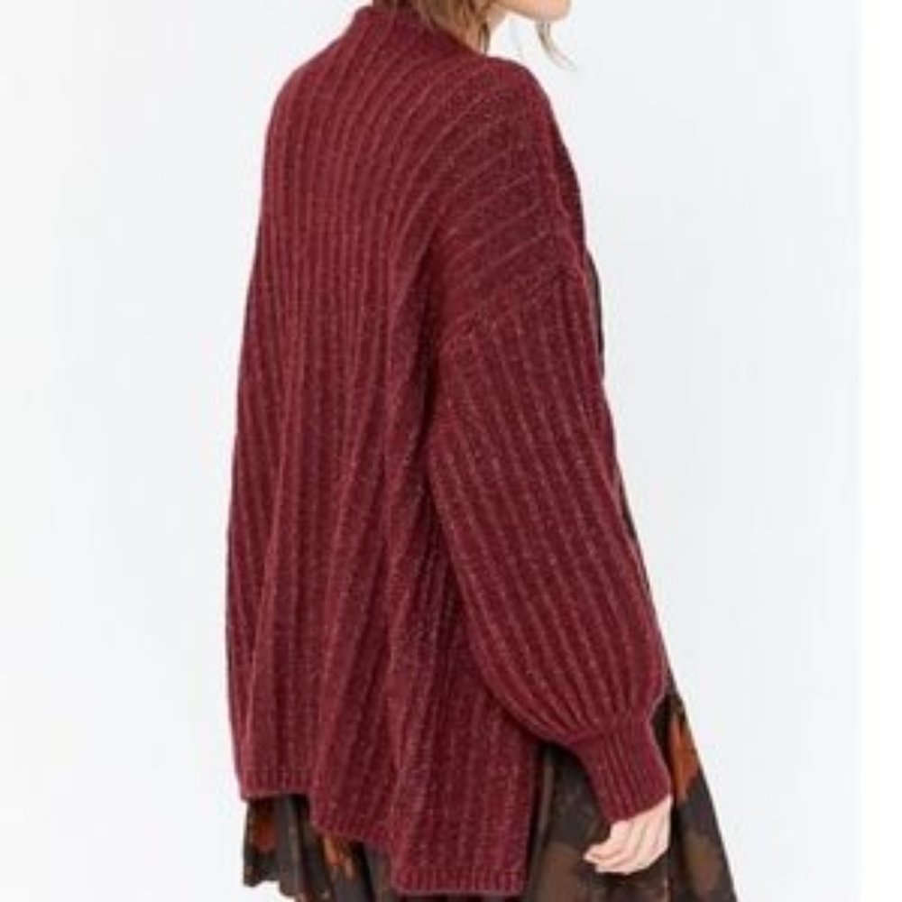 UO Ava Maroon Open Front Cardigan